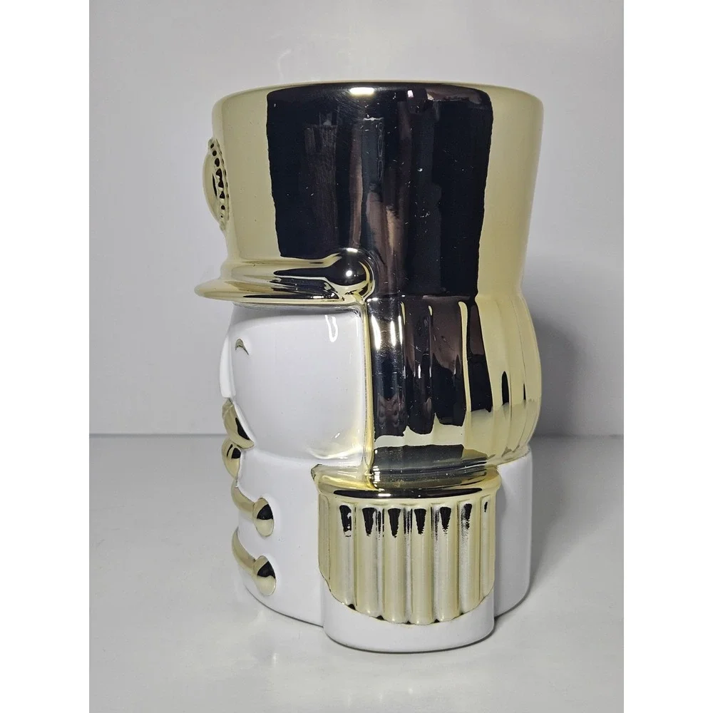 Bath & Body Works White Gold Nutcracker Ceramic Foaming Hand Soap Holder Sleeve